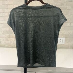 Anthropologie Shiny Silky Top Dark Blue Tee